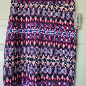 LuLaRoe Pink and Blue Geometric Cassie Skirt